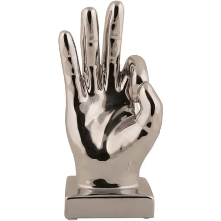 Present Time Ornament Perfecto - Zilver - 10.5x7.5x21cm - Scandinavisch - Keramiek