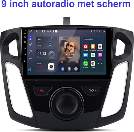 Junsun Android 15 Autoradio Geschikt Voor Ford Focus MK3 2012-2018 Accessoires, 6GB+128GB, Draadloze CarPlay, DAB+, GPS-Navigatie, Bluetooth, 9-inch Touchscreen, 4G-LTE, DSP, Octa-core processor