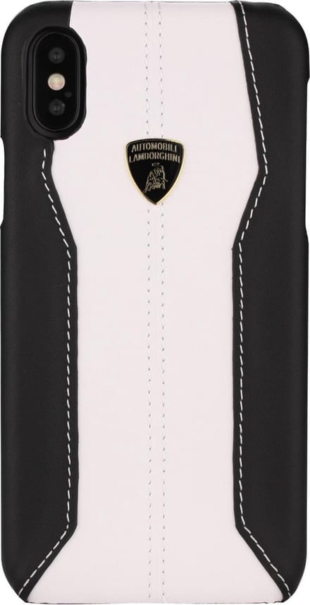 Wit hoesje van Lamborghini - Backcover - D1 Serie - iPhone X-Xs - Genuine Leather - Echt leer