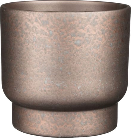Mica Decorations Plantenpot/bloempot - terracotta - koper flakes relief- D26/H23 cm