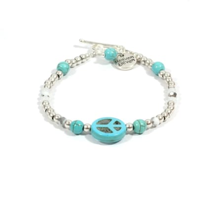 Heaven Eleven - dames - Armband - RVS - turkoois - turquoise - peace -4mm - 18cm