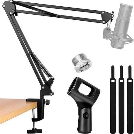 Microfoonstandaard met giekarm voor podcasting en gaming, verstelbare ophangboom
