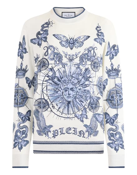 Round Neck Pullover Butterfly Tattoo