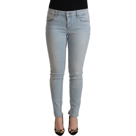 Liu Jo Women's Light Blue Cotton Mid Waist Slim Fit Denim Jeans