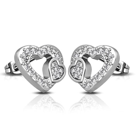 Amanto Oorbellen Djora - 316L Staal - Hartje - 13x11mm