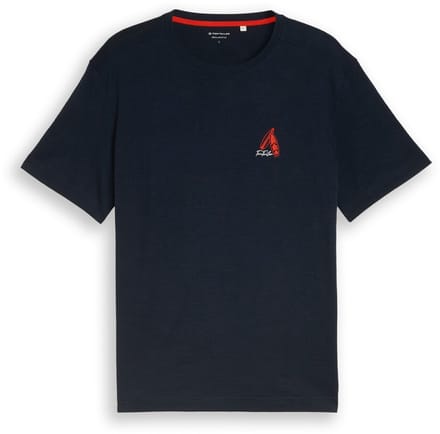Tom Tailor - T-shirt met borduursel - Maat S - sky captain blue