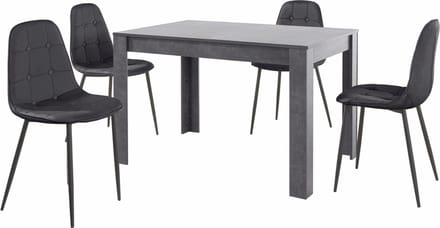 Lynn & Luna|Set van Eettafel 120x80cm met 4 Stoelen Zwart