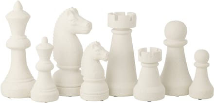 J-Line decoratie Schaakstuk - polyresin - wit - large - 4 stuks