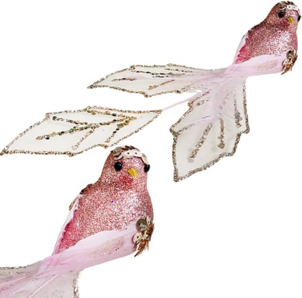 Inspiruj - Feestdecoratie - Roze Pauw - Cekins en Glitters - 26 cm