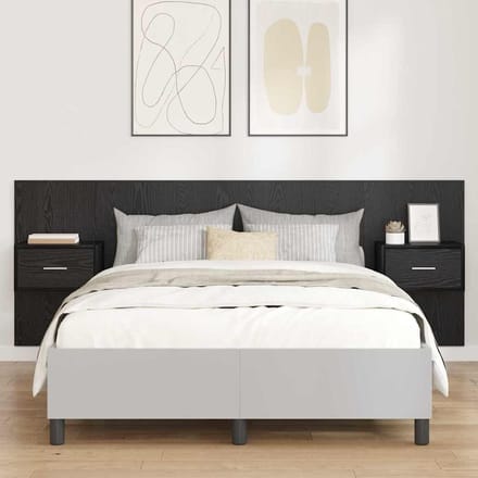 vidaXL - Hoofdeinde - Met - Kast - 3 - st - Zwart - Eiken - Bewerkt - hout