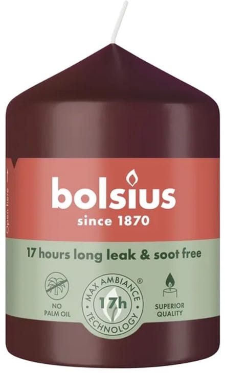 6x Bolsius Stompkaars 80/58 Velvet Red (1 stuk)