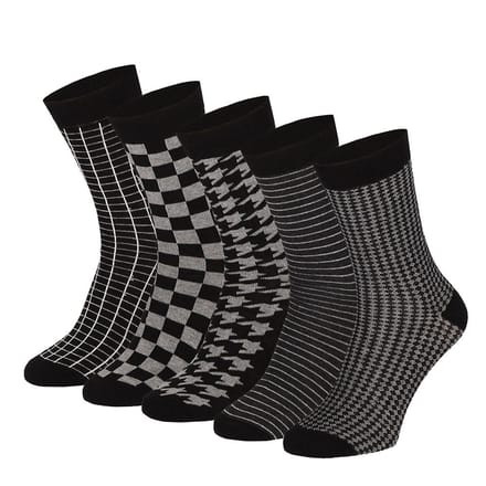 Katoenen sokken - Heren - Ruitmotief - 10-Pack - Multi Zwart / 43/46
