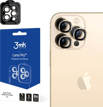 3mk iPhone 13 Pro Max / 13 Pro 9H Camera Glass for Lens Protection Pro Series Lens - Gold