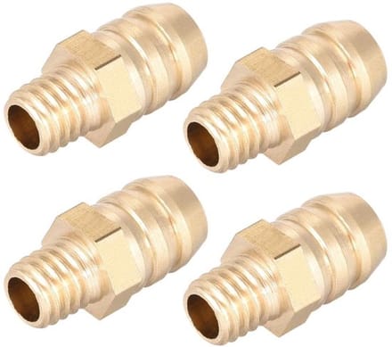 Allecto - Koppeling Geribbeld Messing - Metrische Connector - 4 Stuks