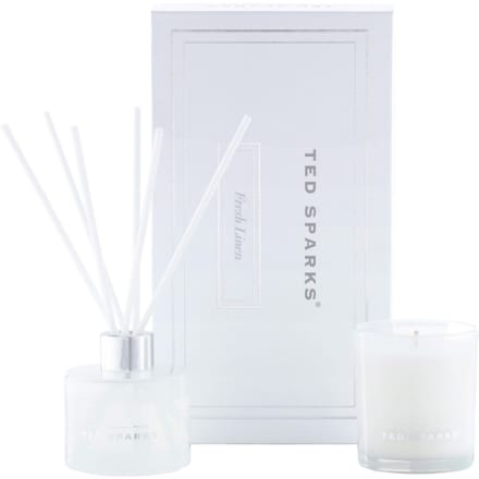 Ted Sparks - Gift Set - Geurkaars & Geurstokjes Diffuser - Fresh Linen