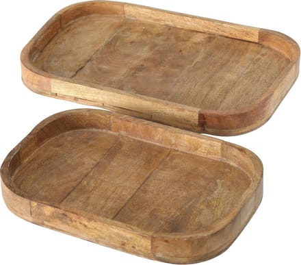 Boltze - Dienbladen - Decoratie dienbladen - Set van 2 - Mango hout - 45x30 en 38x25cm