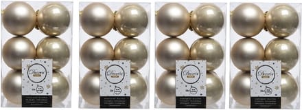 Decoris Kerstballen - 48x - licht parel/champagne - 6 cm - kunststof - mat/glans - kerstversiering - kerst