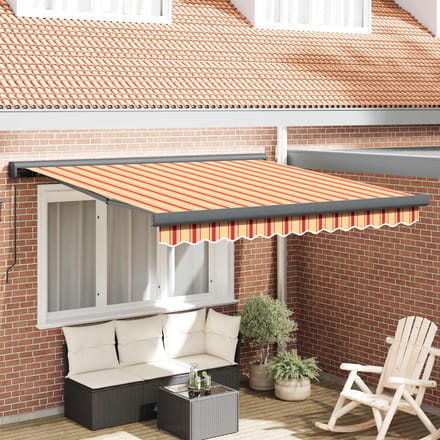 vidaXL - Uitschuifbare - luifel - Geel - en - Oranje - 350 - x - 250 - cm