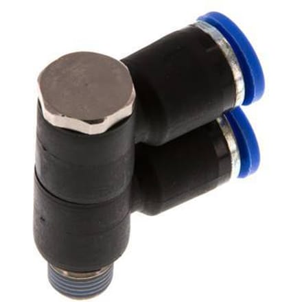 8mm x R1/8'' 2-way Manifold Messing/PA 66 Insteekfitting Buitendraad Draaibaar NBR