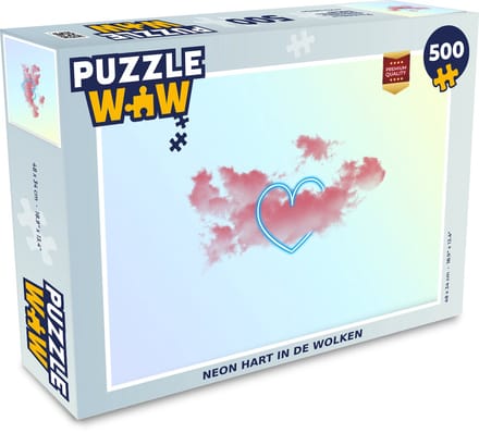 Puzzel Neon hart in de wolken - Legpuzzel - Puzzel 500 stukjes