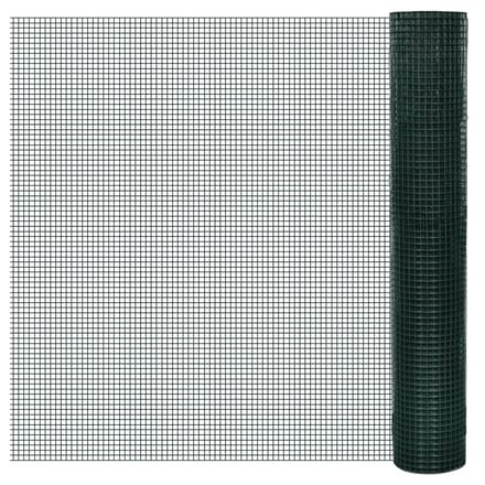 vidaXL - Kippengaas - 25x1 - m - gegalvaniseerd - staal - met - PVC-coating - groen
