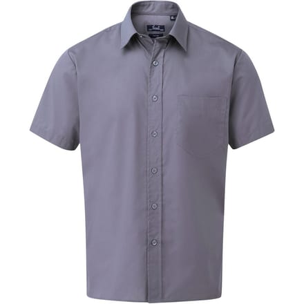 Premier Herenshirt met korte mouwen Popeline (Staal)