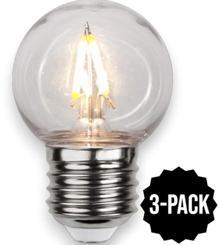 3-Pack | Prikkabel - Kogellamp - E27 - 1.4W - Extra Warm Wit - 2700K - Filament - Helder
