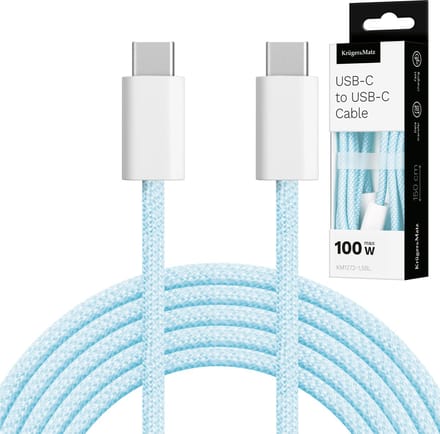 Krüger&Matz KM 1272 - USB-C Kabel - 100W - 1,5m - Blauw