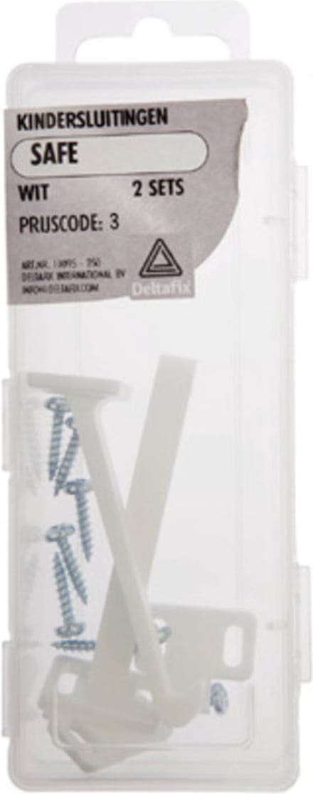Deltafix kindersluiting witsafe - 2 sets - voor kastdeurtjes en lades