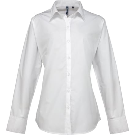 Premier Dames/dames Supreme Heavy Poplin Werkhemd met lange mouwen (Wit)