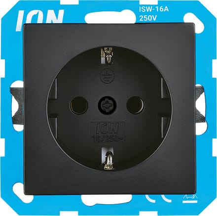 ION Industries - Stopcontact - Mat Zwart | Randaarde & Kinderbeveiliging