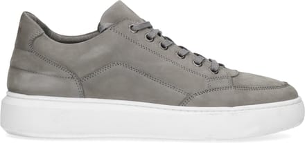 Manfield - Heren - Grijze nubuck sneakers - Maat 40
