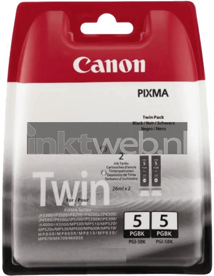 Canon PGI-5BK2 Inktcartridge 2x Zwart - Multipack