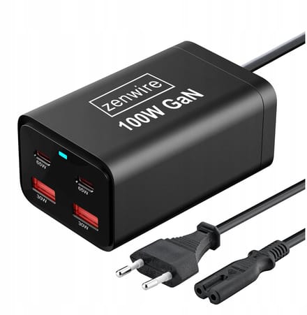 Zenwire YMS-608 GaN Oplader 100W - USB-C PD Snellader - 4 Poorten