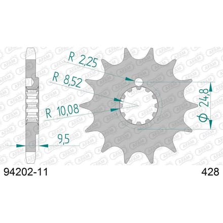 Stalen motortandwiel voor Afam 428 11 dents