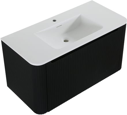 Wiesbaden Sulora Onderkast Geribbeld 120 x 48 cm - Mat Zwart