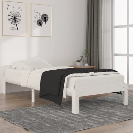 vidaXL - Bedframe - massief - grenenhout - wit - 90x200 - cm