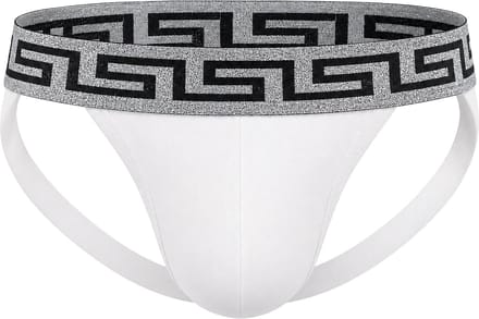 MODUS VIVENDI Bold Meander Jockstrap White/Silver - MAAT L - Heren Ondergoed - Jockstrap voor Man - Mannen Jock