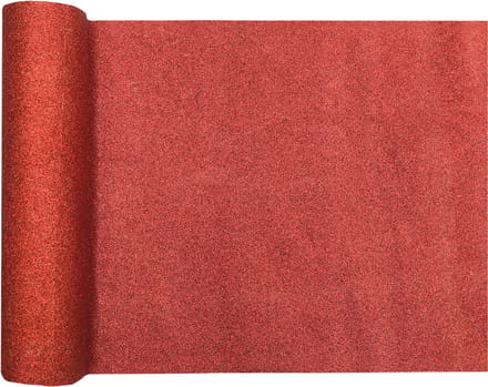 Santex Kerstdiner glitter tafelloper op rol - 2x - rood - 28 x 300 cm - polyester
