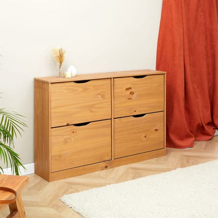 Schoenkist BASIL met 2x2 kisten van massief hout - honingkleurig