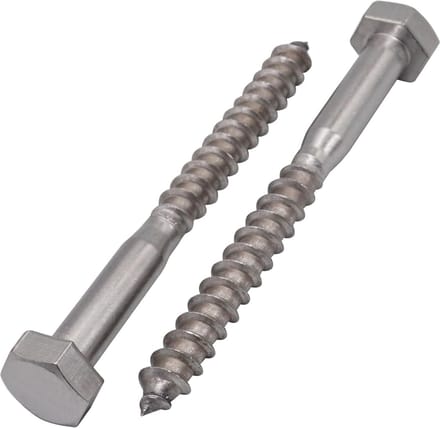 Roestvrijstalen houtschroeven met zeskantkop A2 M10 x 100 mm - Set van 4