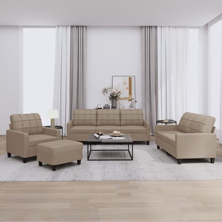 vidaXL - 4-delige - Loungeset - met - kussens - kunstleer - cappuccino