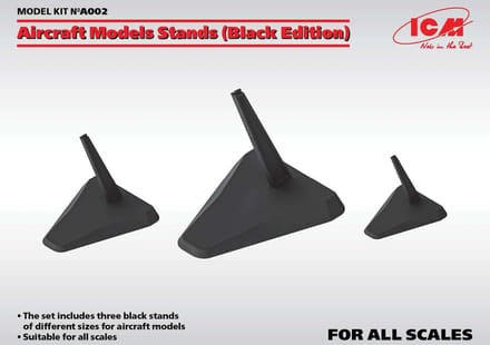 ICM Modelbouwdecoratie - A002 Aircraft Model Stands - Black Edition - for 1:144, 1:72, 1:48 - 1:32 Houder