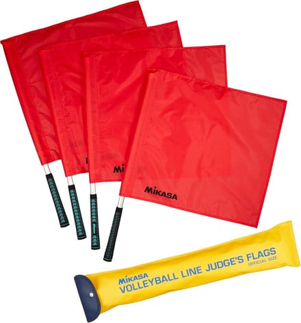 Volleybal Lijnmarkering Set - 4 Vlaggen Rood/Zwart voor Wedstrijdveld