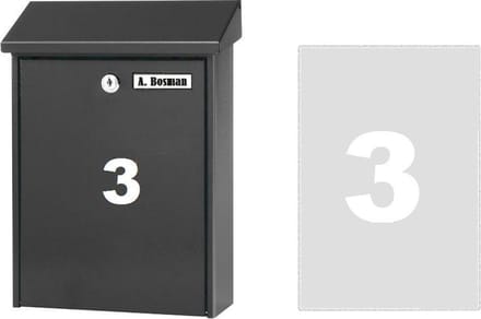 Huisnummer sticker 3 WIT (6cm hoog) / plakcijfer / cijfersticker