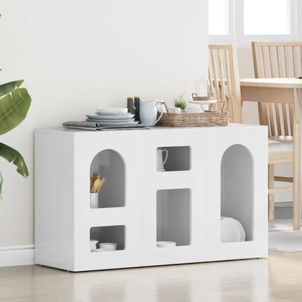 vidaXL - Dressoir - ELST - Hoogglans - wit - 100 - x - 35 - x - 59 - cm - Bewerkt - hout