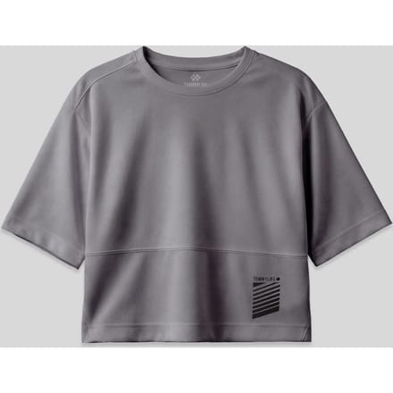 Oversized polyester t-shirt met ronde hals en zak