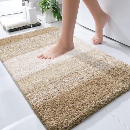 BOTC Badmat - Antislip - 80x50cm - Absorberende Badmat - Douchemat - Toiletmat - Geel/Wit