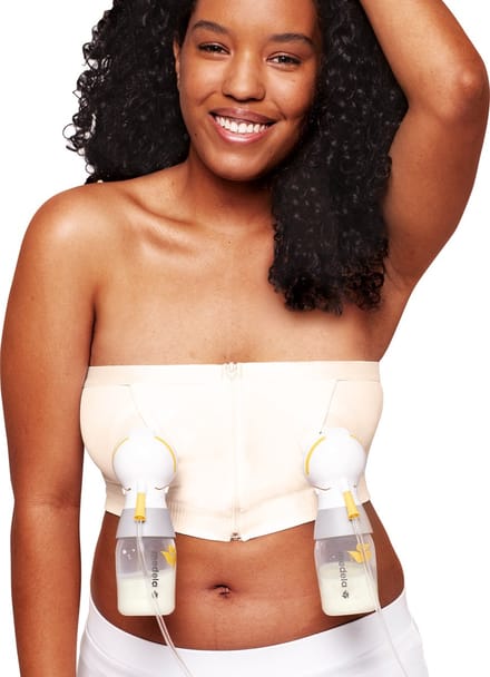 Medela Hands-free™ kolf bh - Kolf bh voor handsfree kolven - Easy Expression bustier - Stretch - Extra zacht - Met ritssluiting - Chai - Maat XL