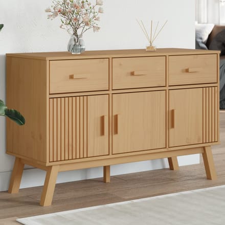 vidaXL - Dressoir - OLDEN - 114x43x73,5 - cm - massief - grenenhout - bruin
